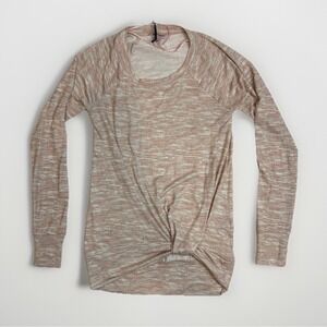 Juicy Couture Womens Long Sleeve Twist Front Tee Multicolor Pink Cream Size XS